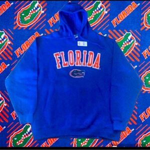 Florida Gators UF Men’s L LARGE Sewn Logo Blue Drawstring Hoodie Sweatshirt NWT